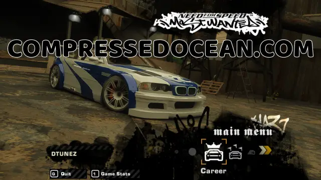 NFS Most Wanted 2005 Main Menu
